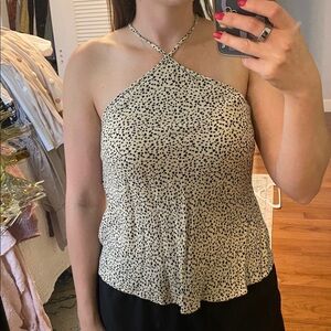 American Eagle Outfitters Spotted Cream and Black Top